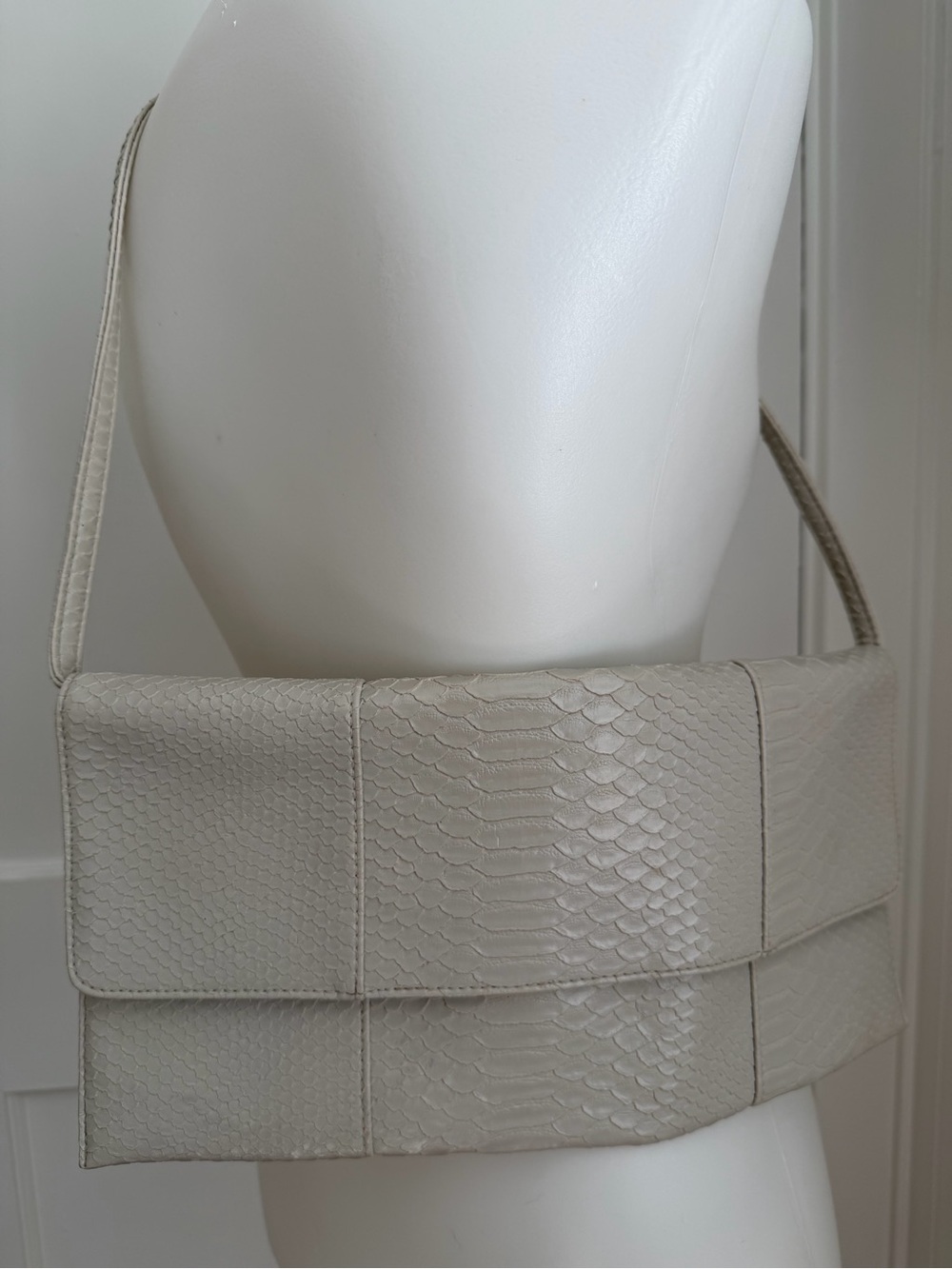 Jessica McClintock Textured Faux Snakeskin Large Clutch